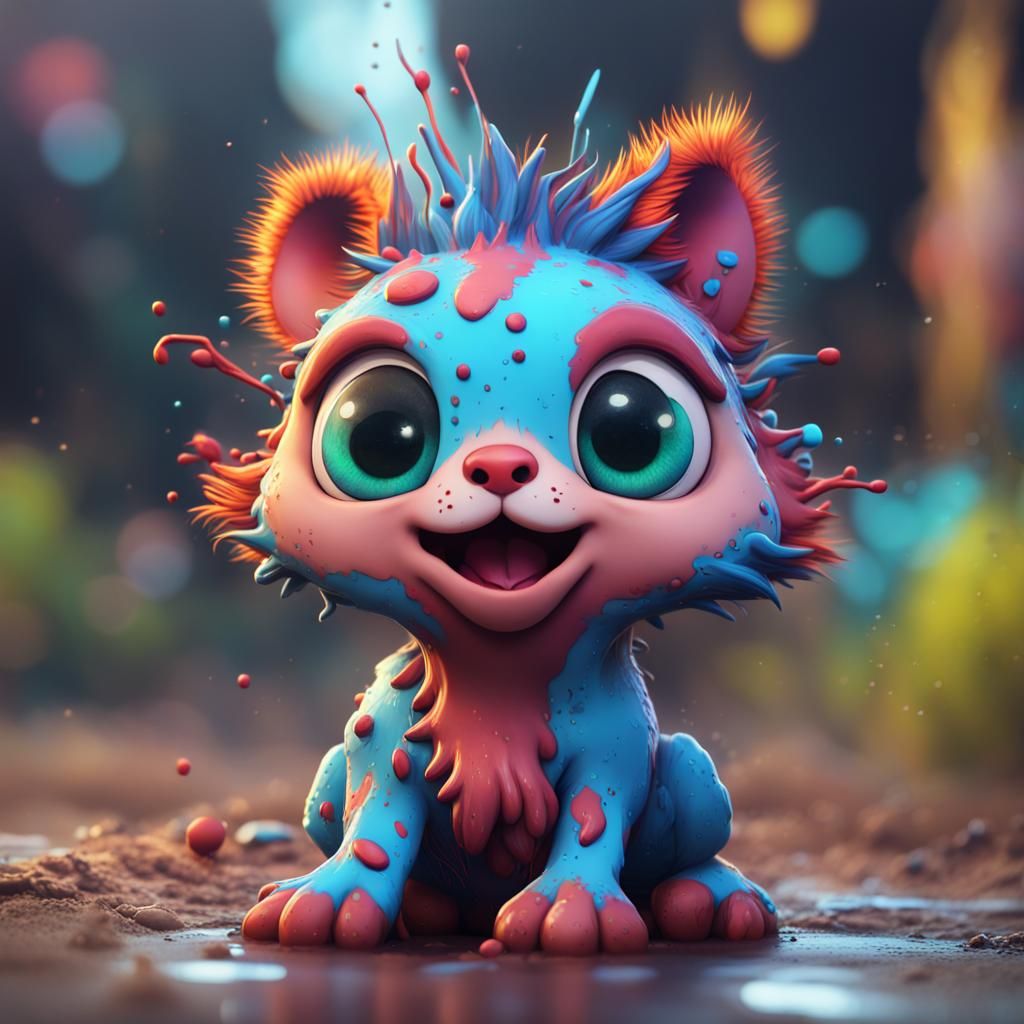 Adorable Cartoon Animal Portrait in Detailed Style