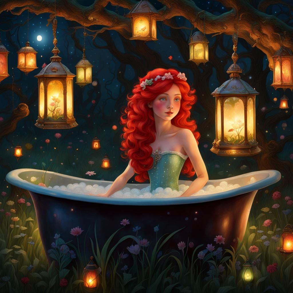 Enchanting Forest Princess Bathtub, Fairy Tale Art