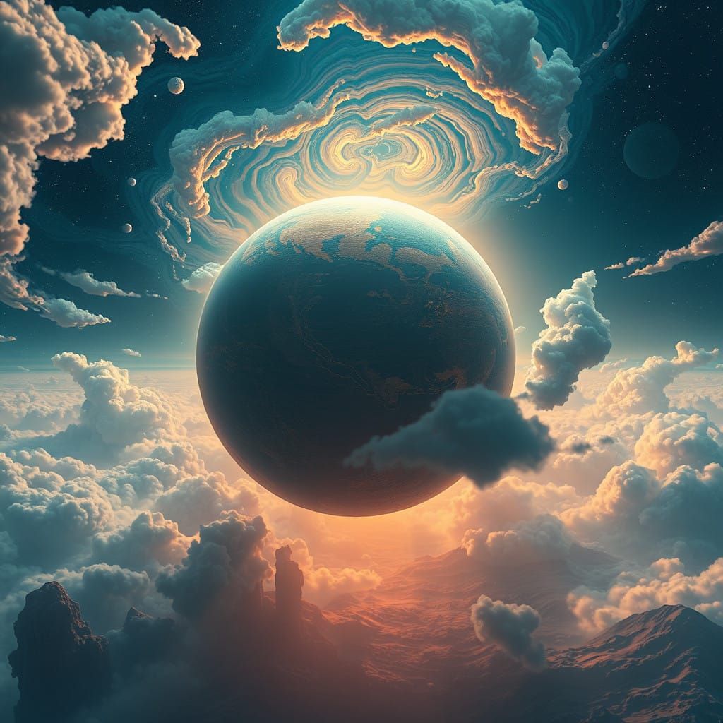 Fantastical Planet Suspended in the Endless Universe