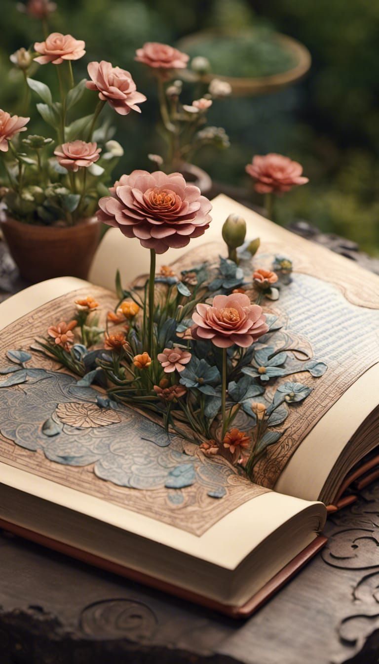 Open Book with Flower Garden