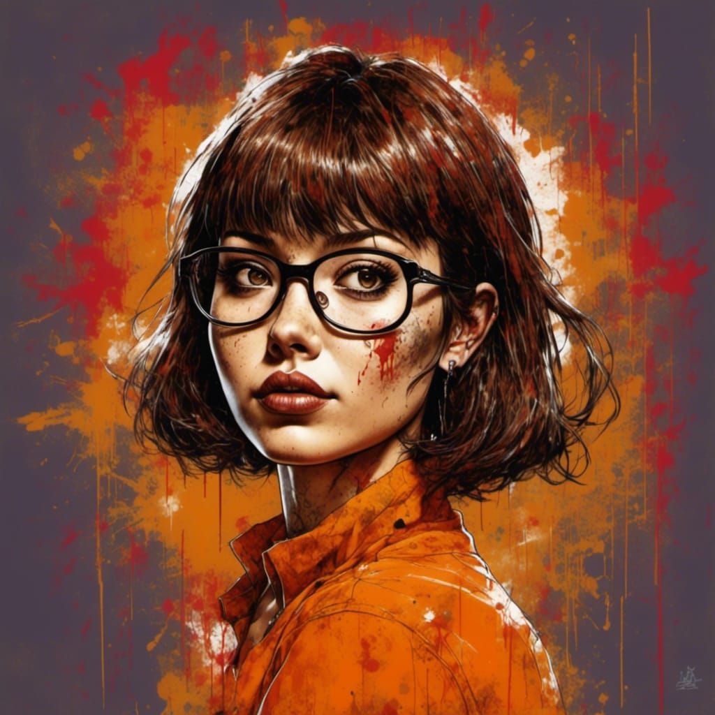 Velma from Scooby Doo in Grunge Graffiti Style