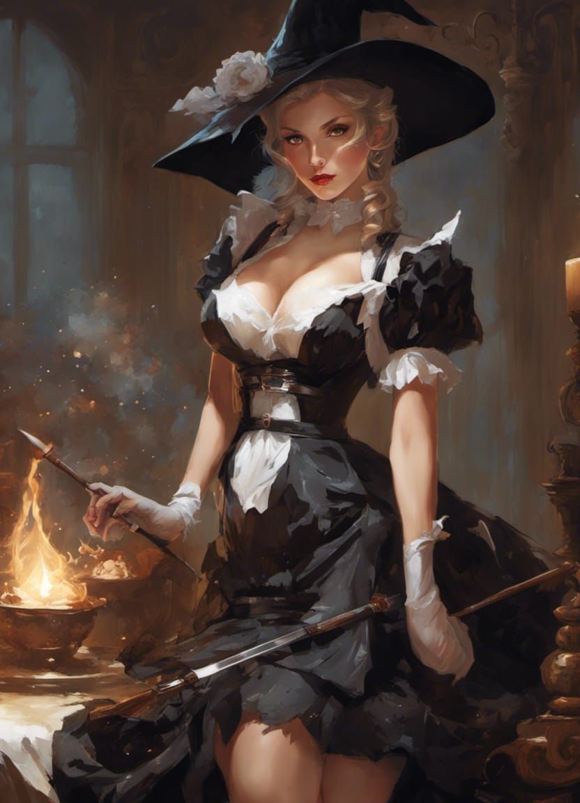 Pin-up Witch French Maid Outfit