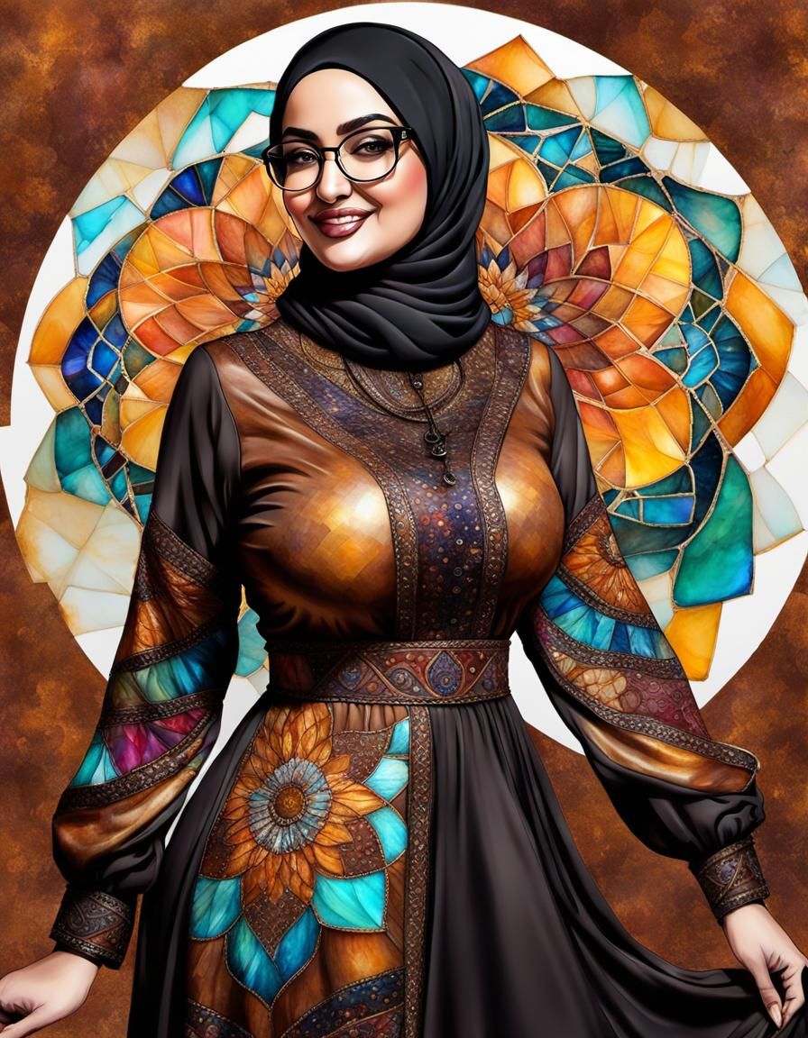 Psychedelic Alcohol Ink Portrait of a Middle Eastern Woman