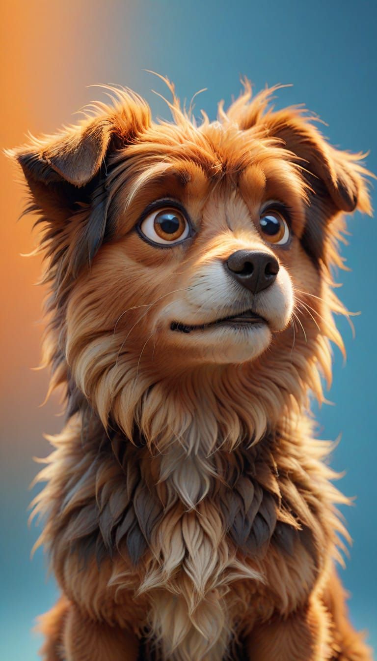 Charming Animated Brown Dog with Big Eyes