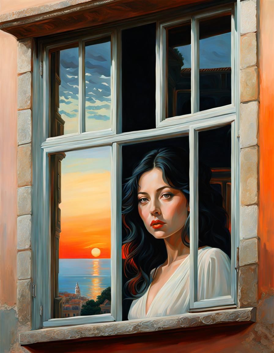 Ominous Sunset Portrait at Atelier Window