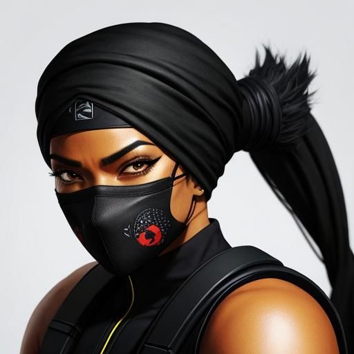 Black female ninja portrait