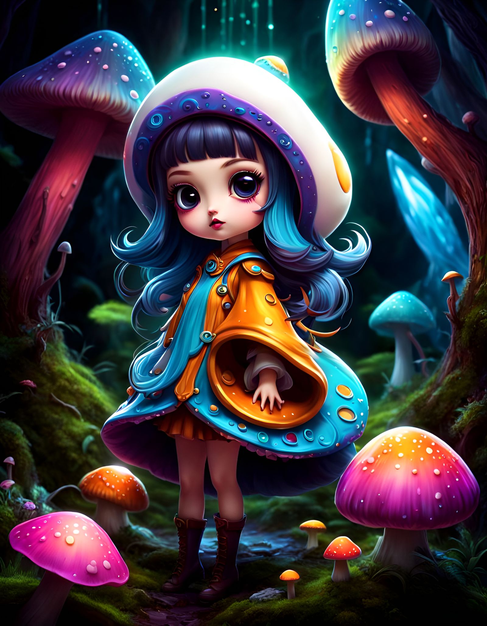 Adorable Mushroom Outer-God in 3D Chibi Style
