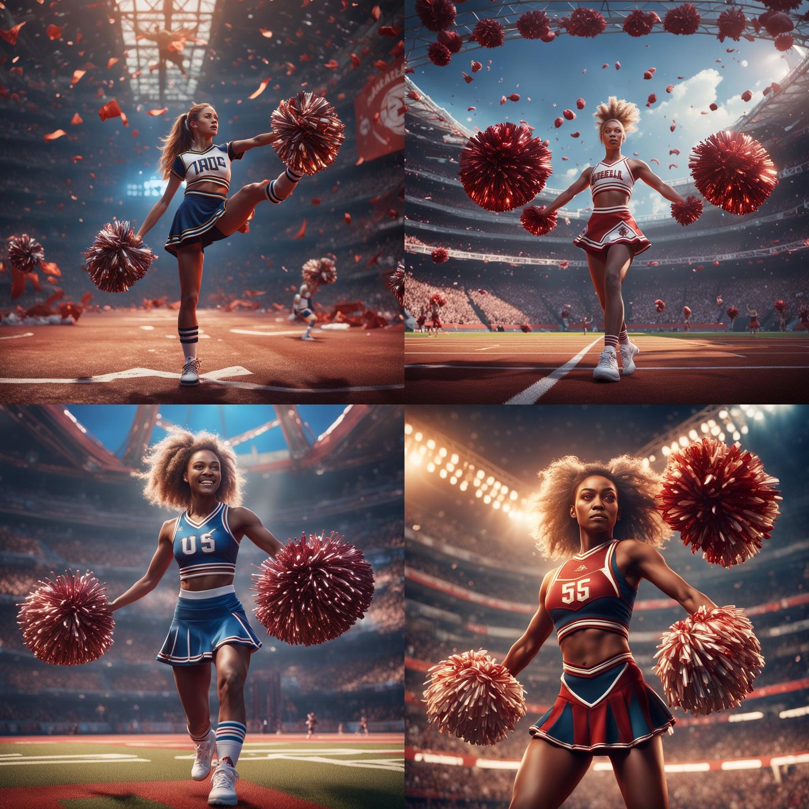Detailed Cheerleader Matte Painting in Deep Color