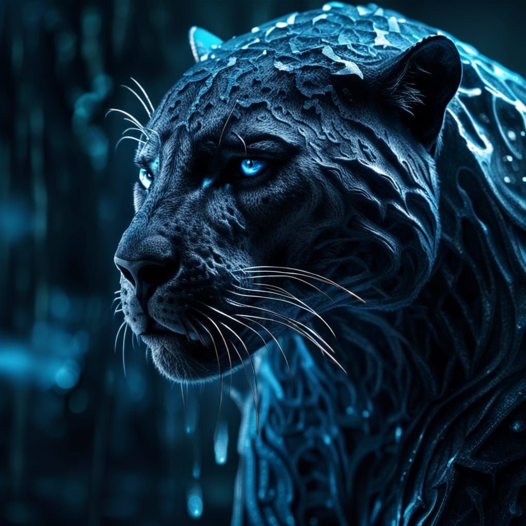 Panther Ice Sorcerer in Hyperrealistic Digital Art