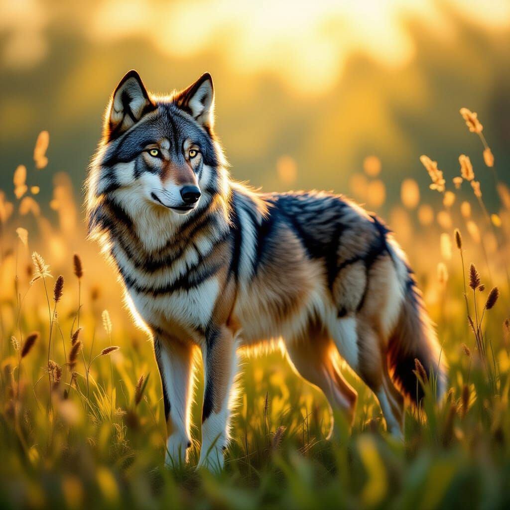 Majestic Wolf Embodies August in Vibrant Fauvist Style