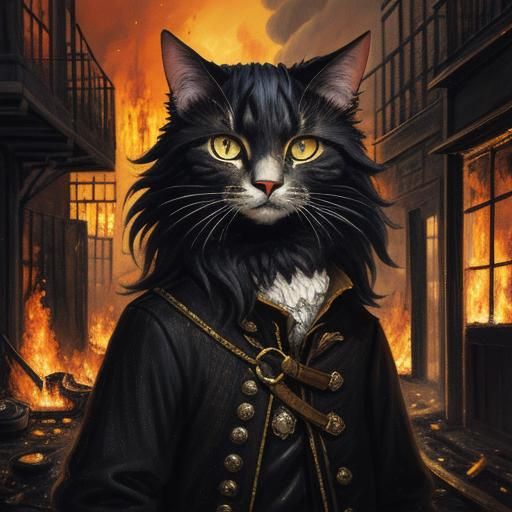 Alley Cat Portrait During London's Great Fire