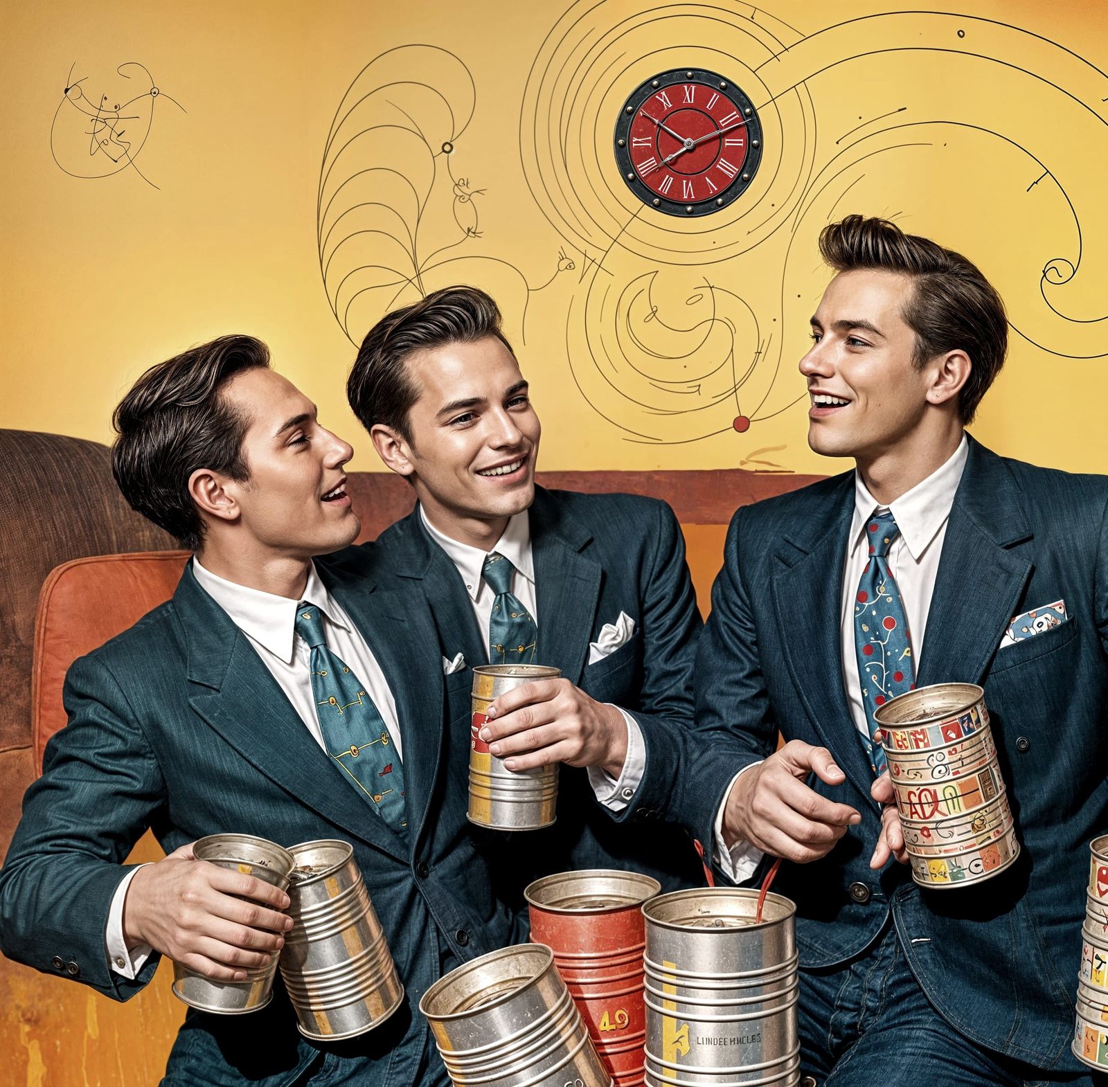 Rambunctious Young Men in a Miro-Inspired Metal Landscape