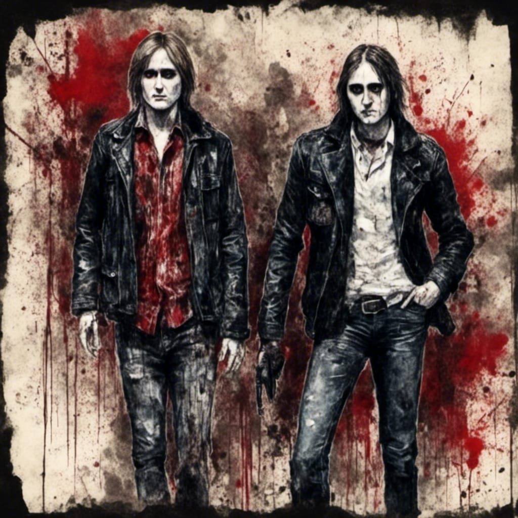 Sinister Punks in Electric City Night, Watercolor