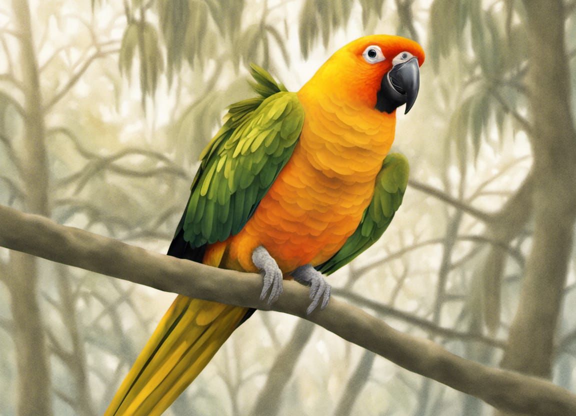 Fluffy sized Sun Conure