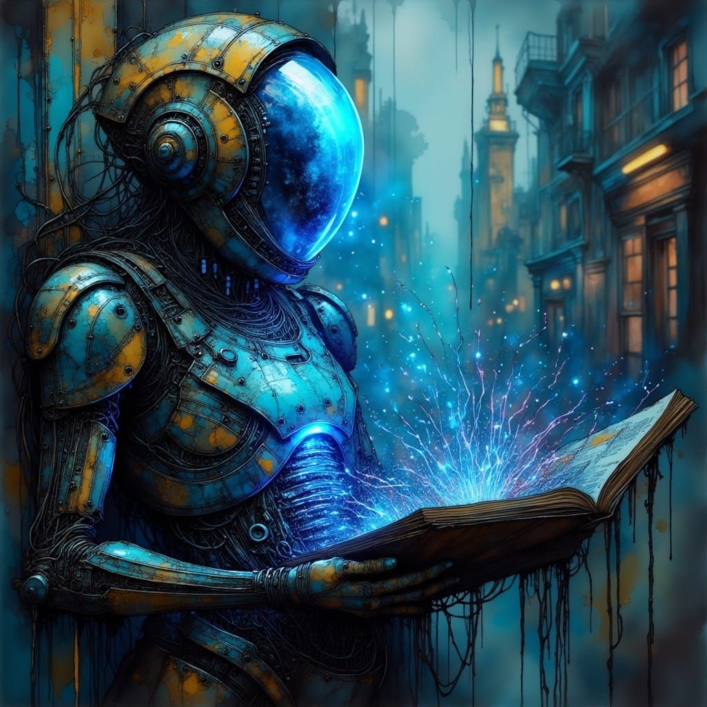 Cybernetic Android on the Brink of Overload in a Futuristic ...