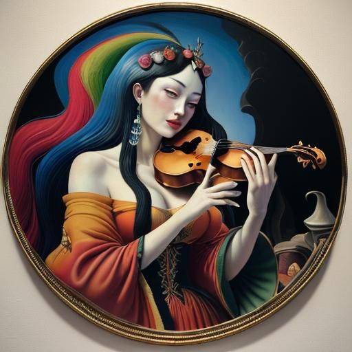 Colorful Musicians in a Vibrant Landscape