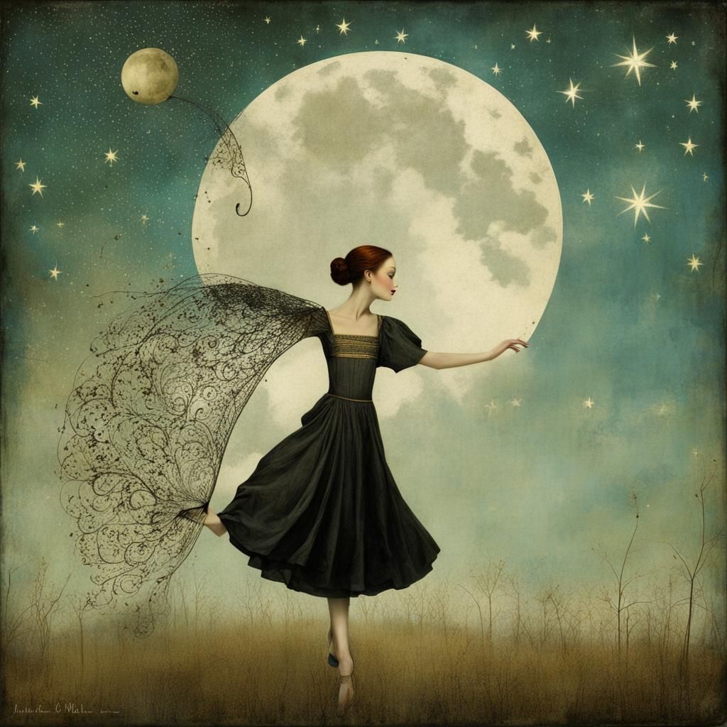 Dancing with the Moon: Surreal Digital Art