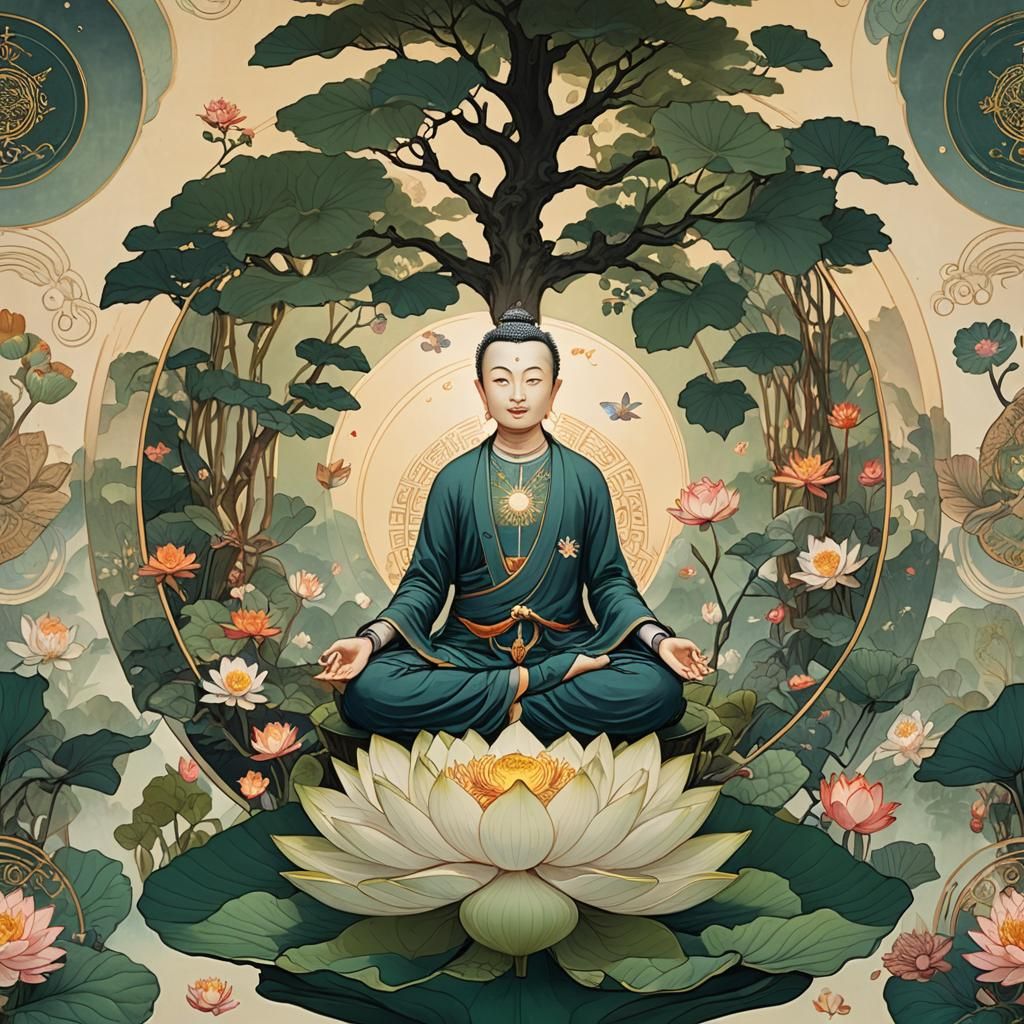 Ethereal Being in Balance: Coloring Book Illustration