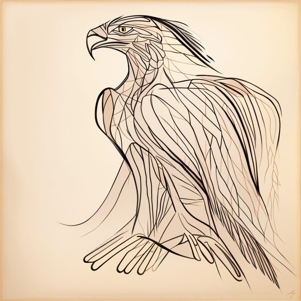 Minimalist Eagle Drawing in Picasso Style