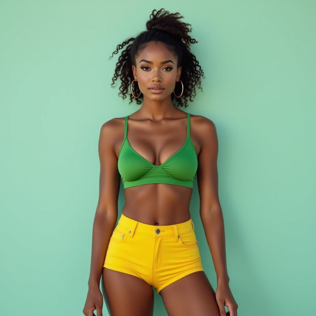 Confident Jamaican Woman in Athletic Wear: Cinematic Photo