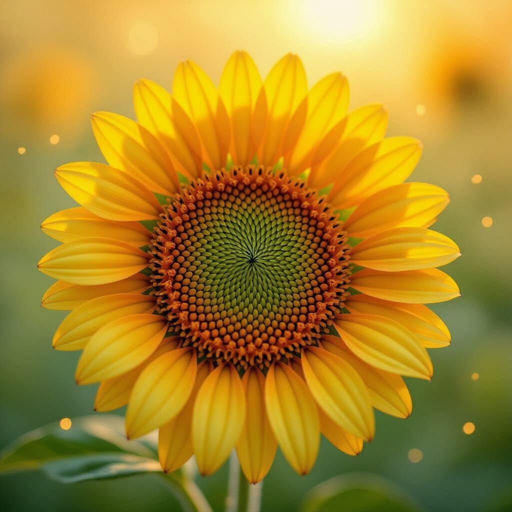 Sunflower Fractal Macro View with Magical Light