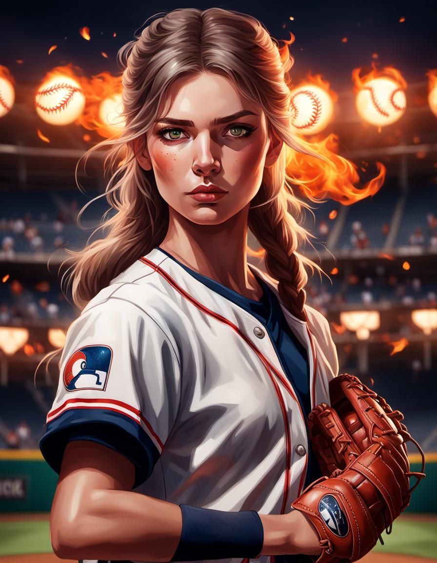 Focused Baseball Pitcher Portrait in Hyperdetailed Style