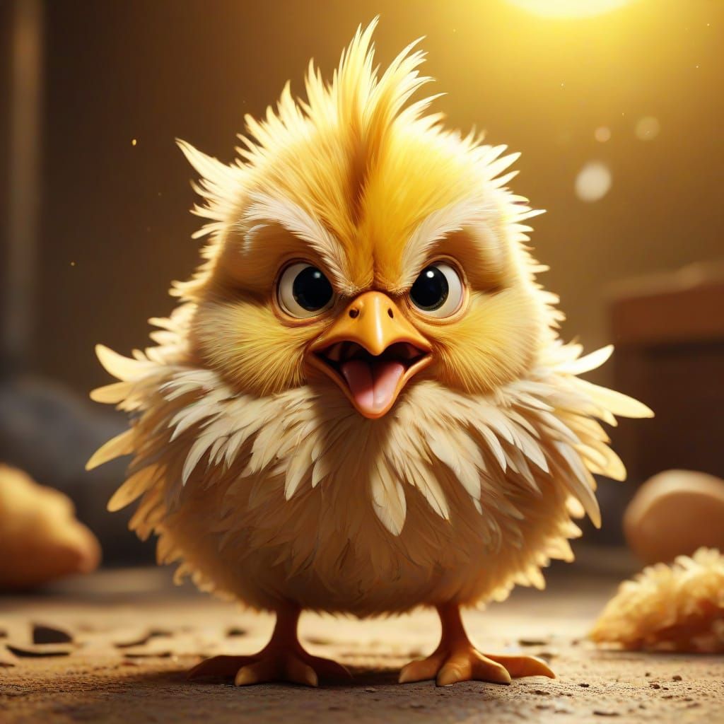 Angry Baby Chicken Cartoon Illustration