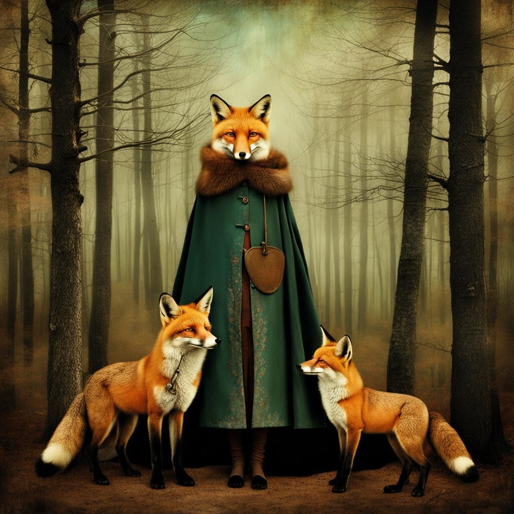 Fox Family in Enchanted Woods Illustration