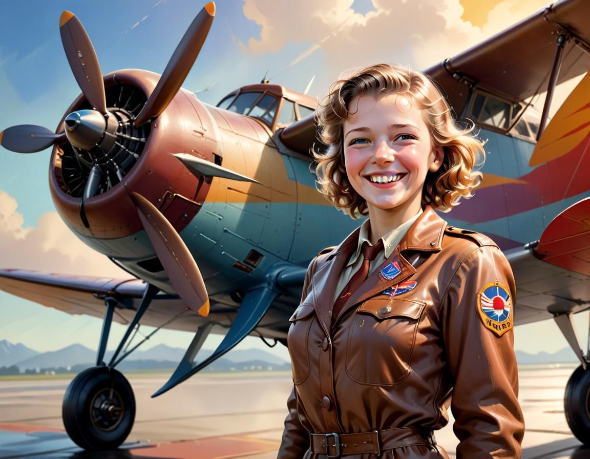 Amelia Earhart Portrait in 1930s Style