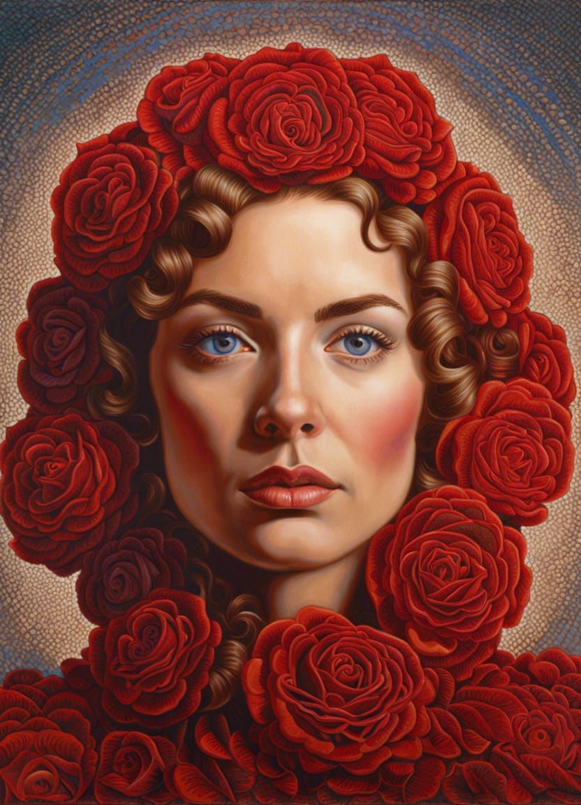 Woman with Rose: Hyperdetailed Portrait