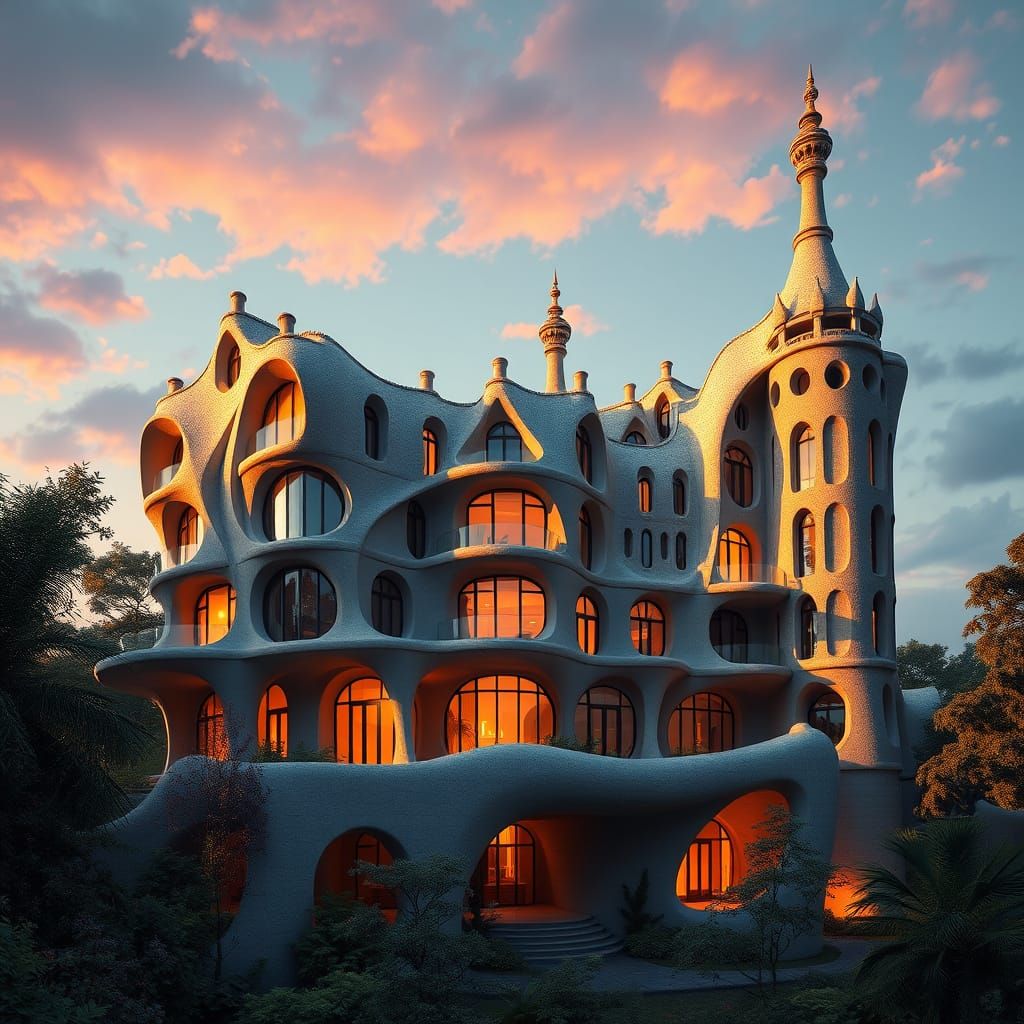 Surreal Futuristic Residential Building in Fantastical Style