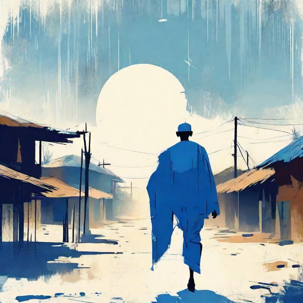 Tribal Chief in African Village: Brutalist Poster Art