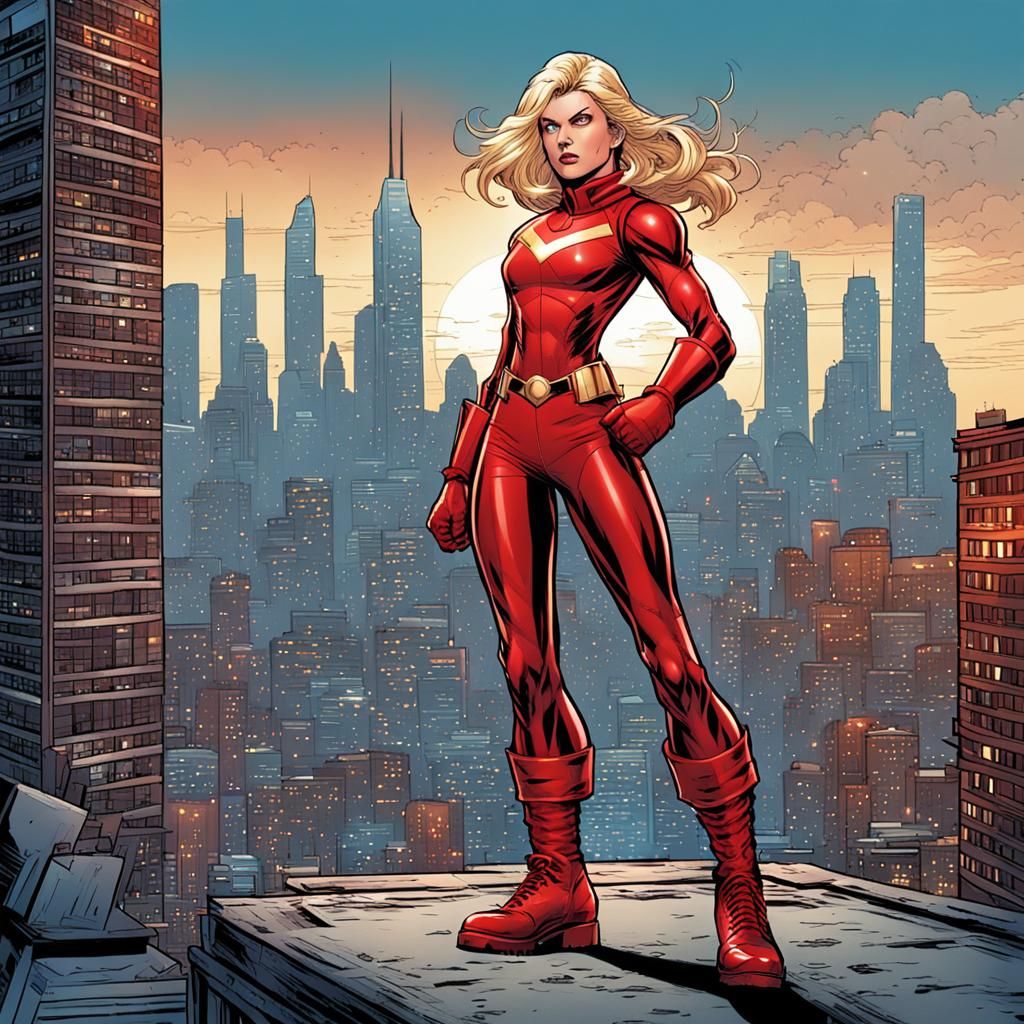 Comic Style Supervillain in Red Suit