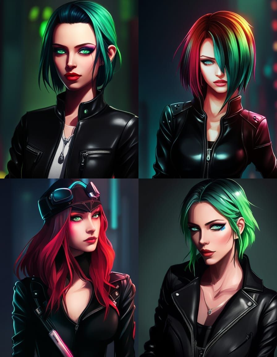 Cyberpunk Anime Character with Neon Cityscape Background