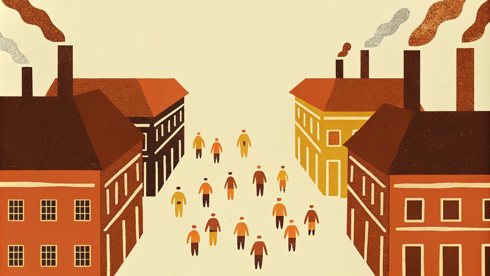 Bustling Cityscape in Oil Painting Style