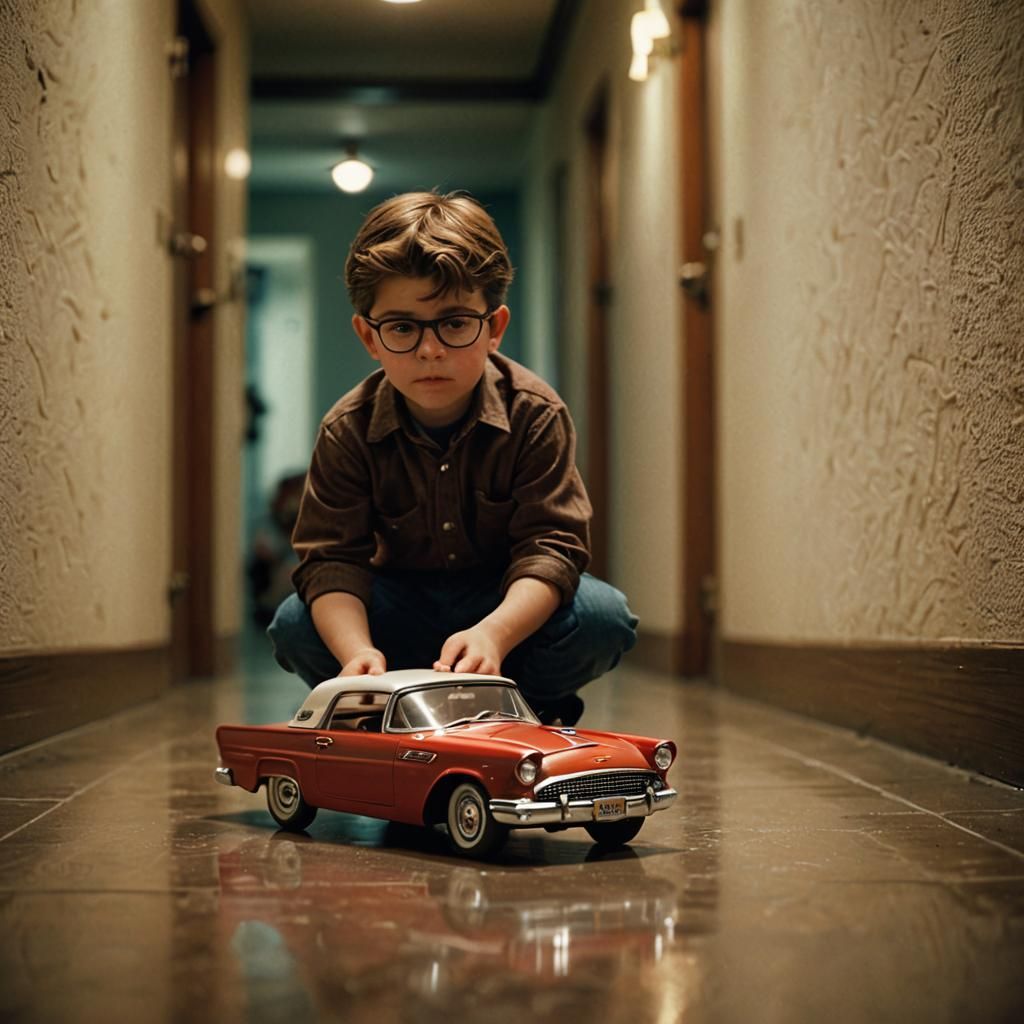Boy with Toy Car, Cinematic Film Still