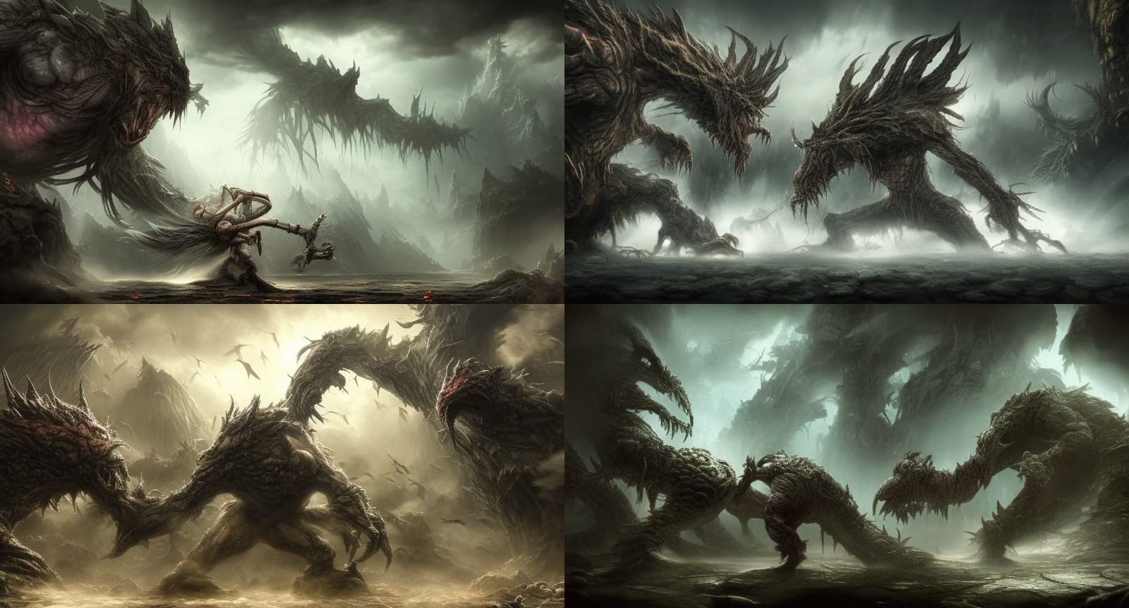 Underground Monster Fight: Dark Fantasy Concept Art