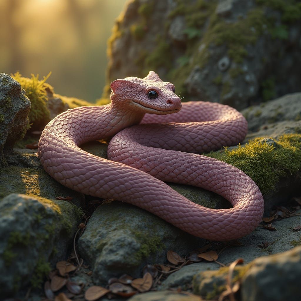 Regal Mauve Adder in Ancient Stone Sanctuary