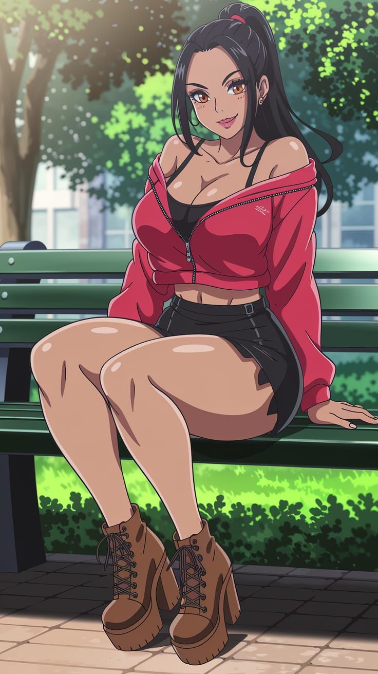 Athletic Mexican Woman in Anime Style