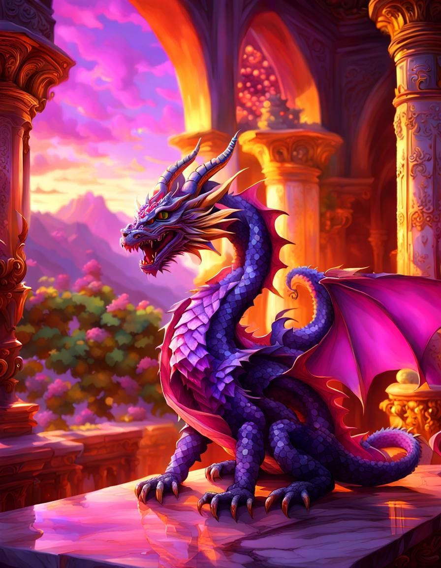 Gemstone Dragon in Sunset Light
