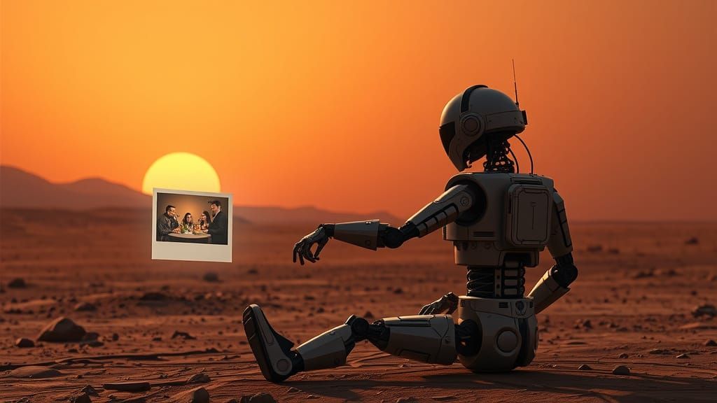 Robot's Nostalgic Memory of Earth on Mars