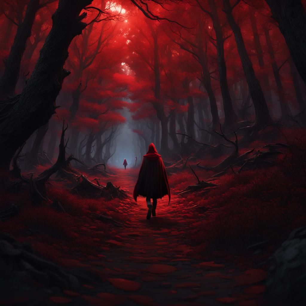 Anime Silhouette Runs Through Crimson Forest