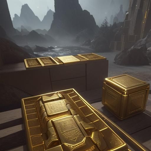 Gold Bars in 3D Cinematic Style