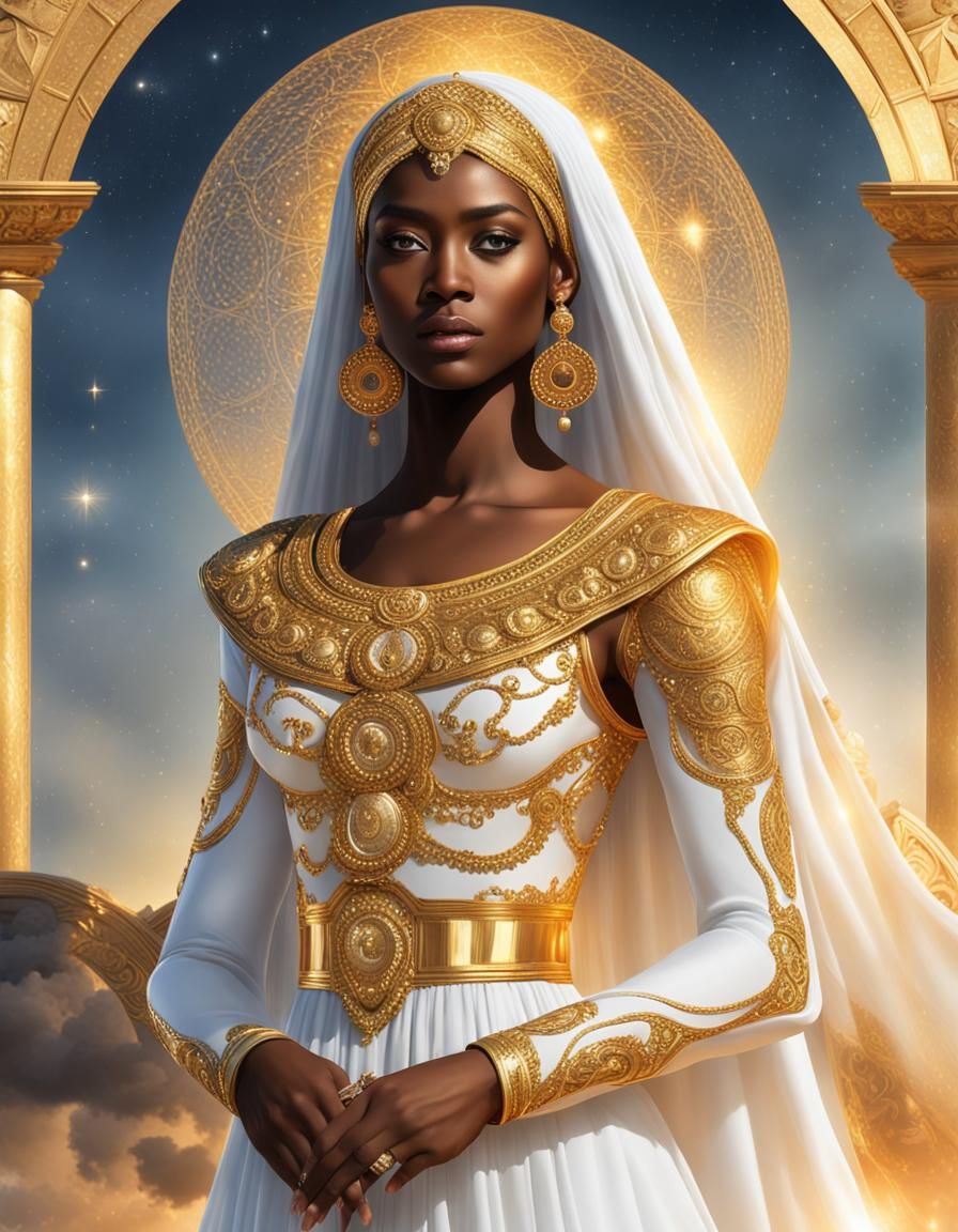 Divine Black Woman with Celestial Beauty
