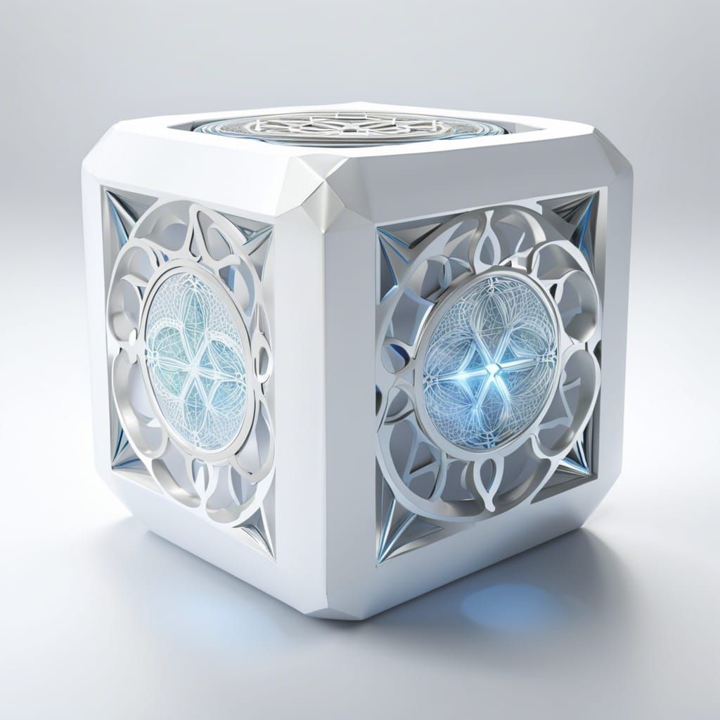 Cube with Sacred Geometry in Photorealistic 3D