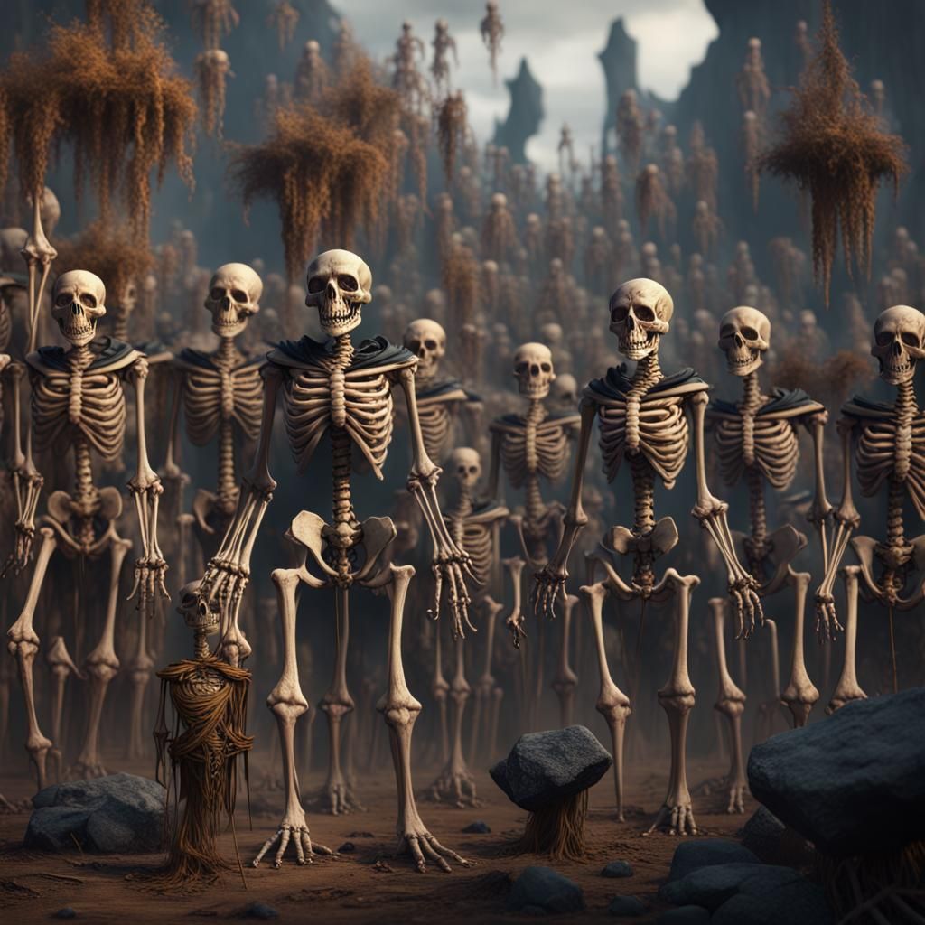 Fantasy Art: Armored Leader and Skeleton Army