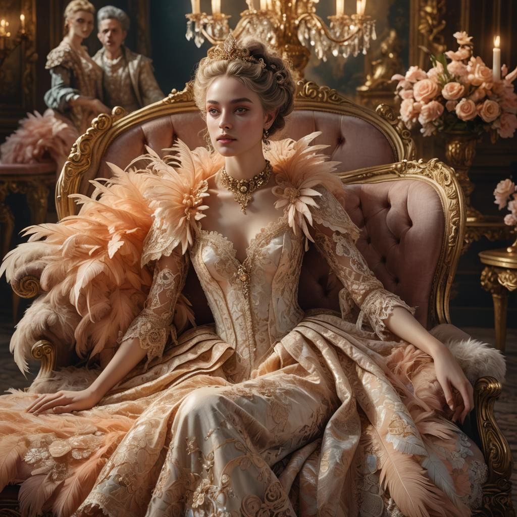 Baroque Fantasy Portrait of a Woman in Rococo Style