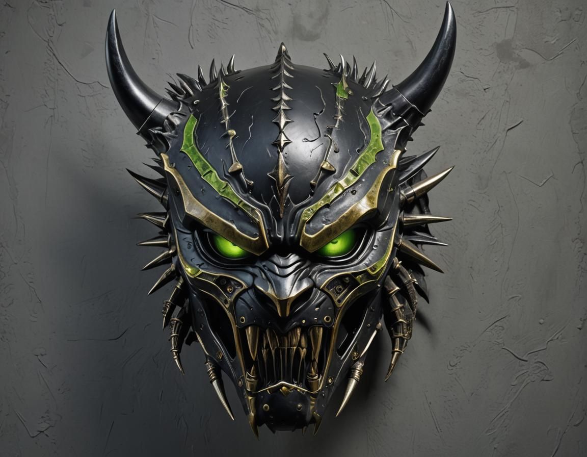 Detailed Predator Mask with Glowing Eyes