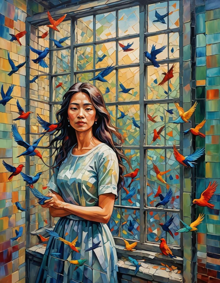 Mind's Flight: Freedom Beyond Bars in Expressionist Style