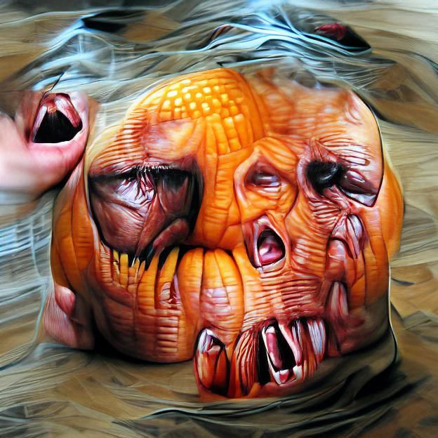 Scary Halloween Pumpkin in Hyperrealism
